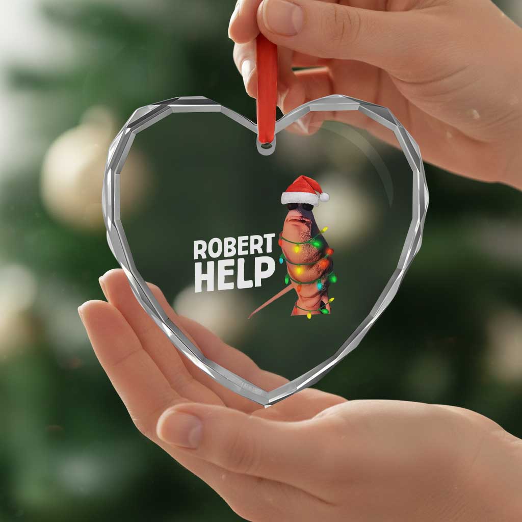 Marcus The Worm Christmas Heart Crystal Glass Ornament Robert Help Internet Weirdcore Brainrot Humor TS10 Print Your Wear