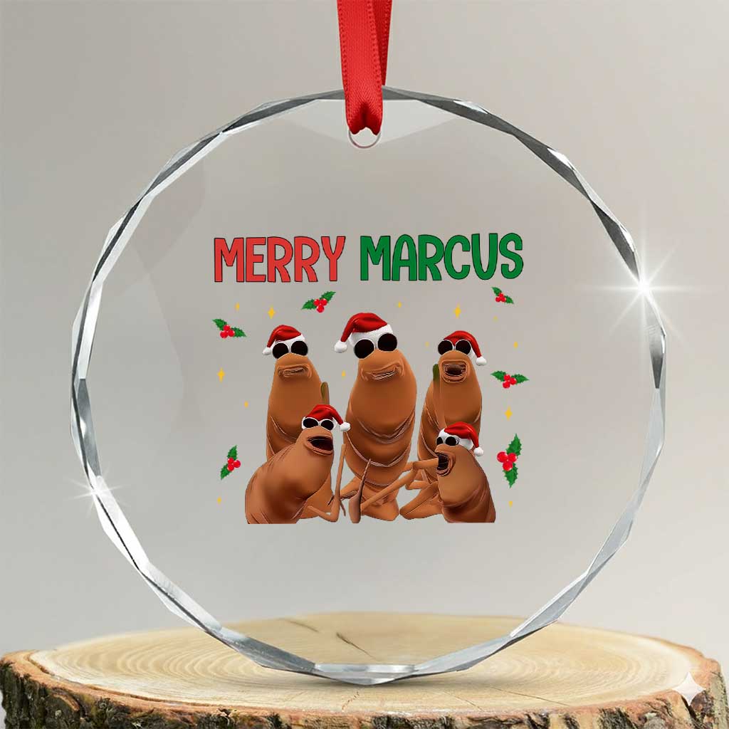 Marcus The Worm Christmas Meme Crystal Glass Ornament Funny Brain Rot Gen Z Xmas TS14 Transparent Glass 3'' Circle Print Your Wear