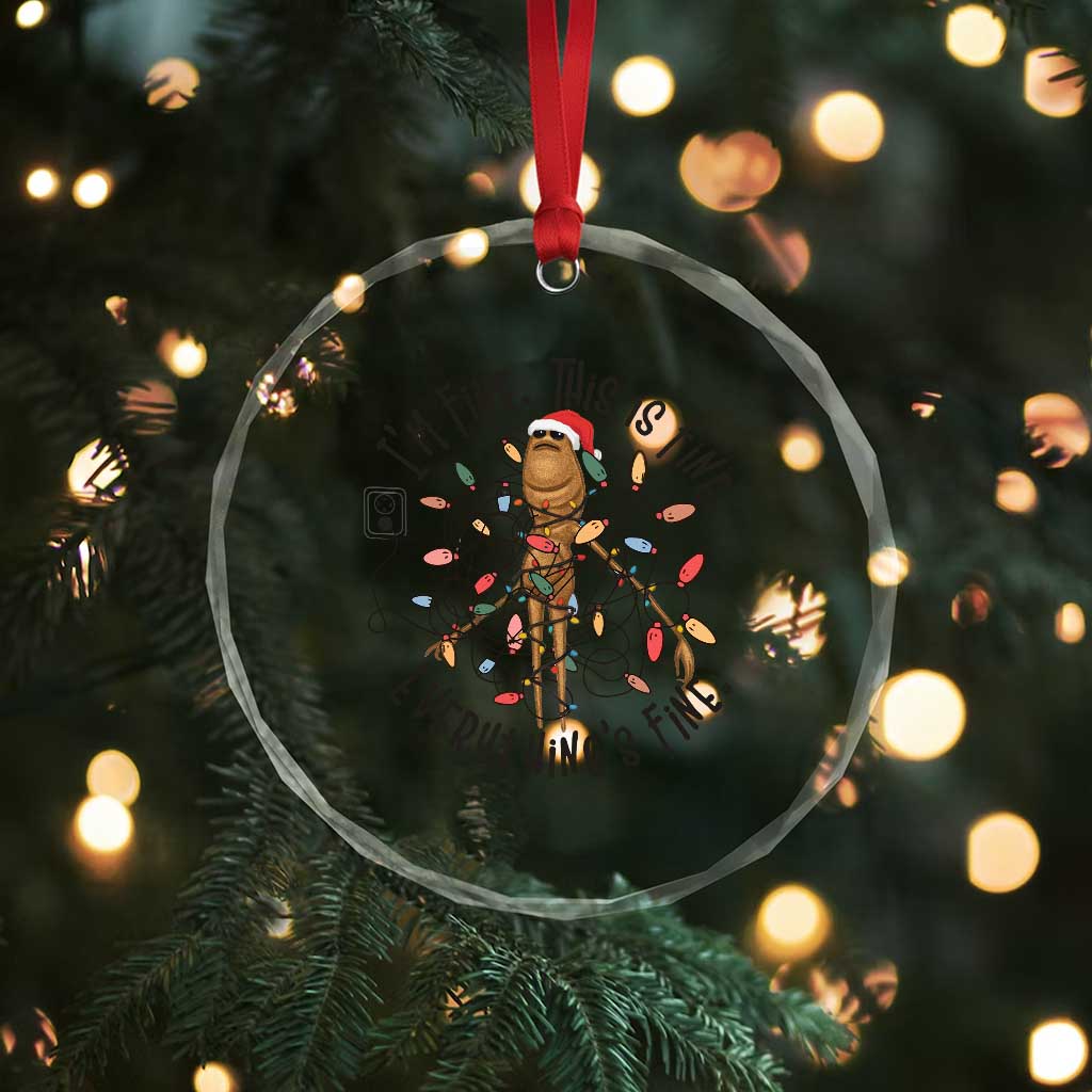 Marcus The Worm Christmas Meme Crystal Glass Ornament I'm Fine Everything is Fine TS10 Print Your Wear