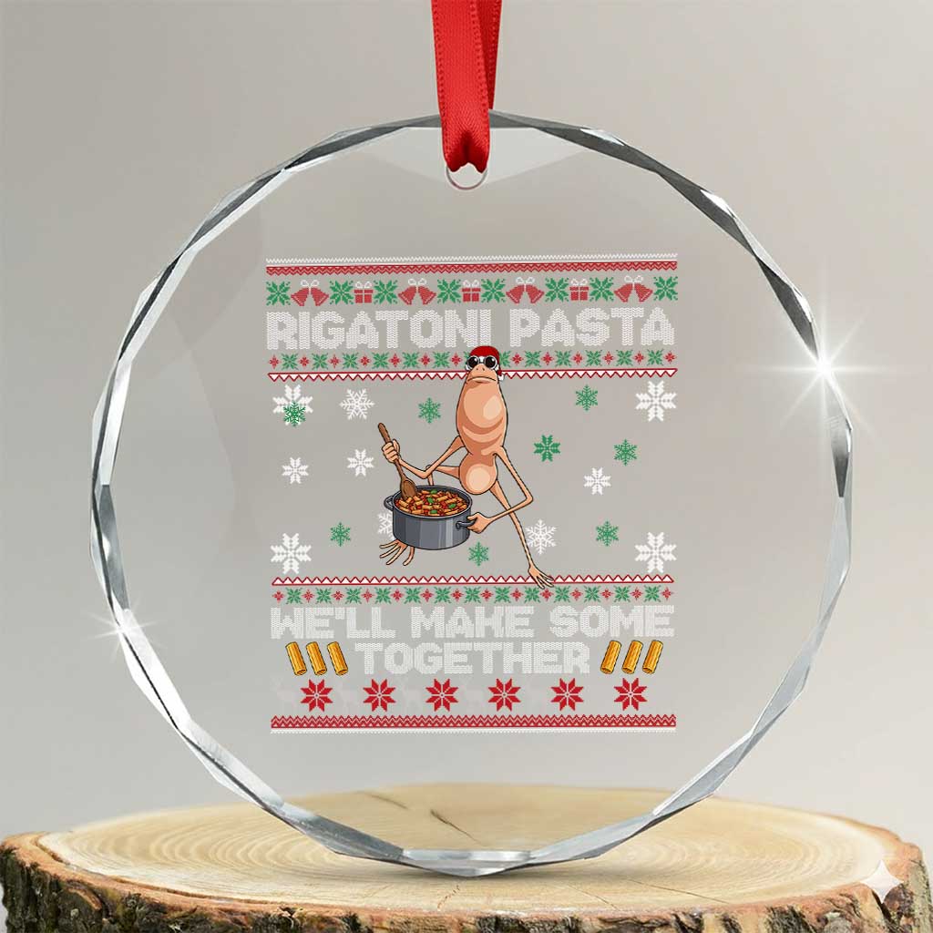 Marcus The Worm Christmas Meme Crystal Glass Ornament Rigatoni Pasta We Will Make Some Together TS14 Transparent Glass 3'' Circle Print Your Wear