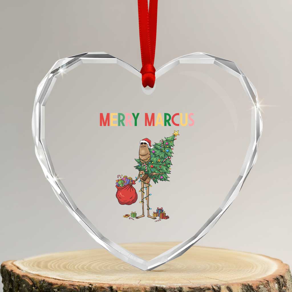 Marcus The Worm Christmas Meme Heart Crystal Glass Ornament TS14 Transparent Glass 3'' Heart Print Your Wear