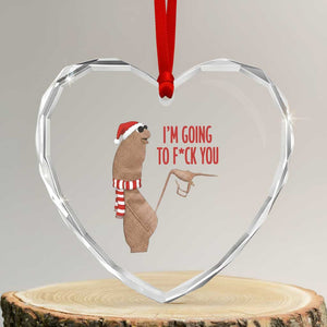 Marcus The Worm Christmas Meme Heart Crystal Glass Ornament I Am Going To Fck You TS14 Transparent Glass 3'' Heart Print Your Wear