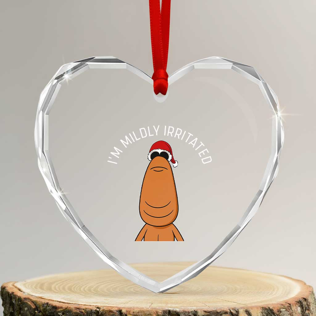 Marcus The Worm Christmas Meme Heart Crystal Glass Ornament I Am Mildly Irritated TS14 Transparent Glass 3'' Heart Print Your Wear