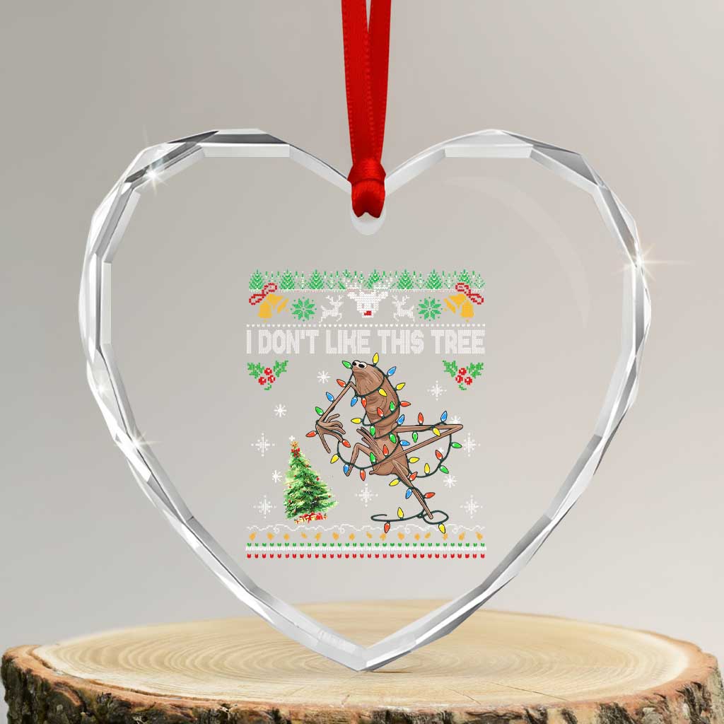 Marcus The Worm Christmas Meme Heart Crystal Glass Ornament I Dont Like This Tree Brainrot Funny Ugly Xmas TS10 Transparent Glass 3'' Heart Print Your Wear