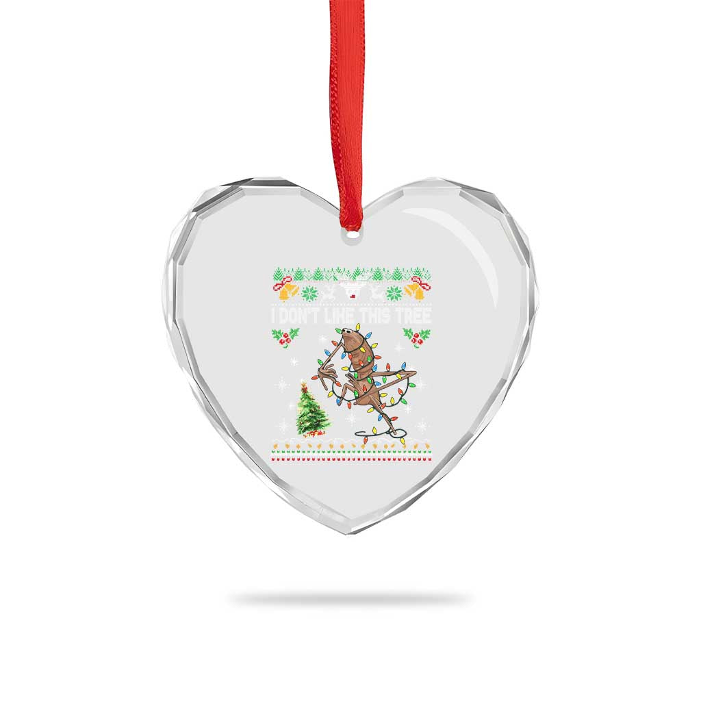 Marcus The Worm Christmas Meme Heart Crystal Glass Ornament I Dont Like This Tree Brainrot Funny Ugly Xmas TS10 Print Your Wear