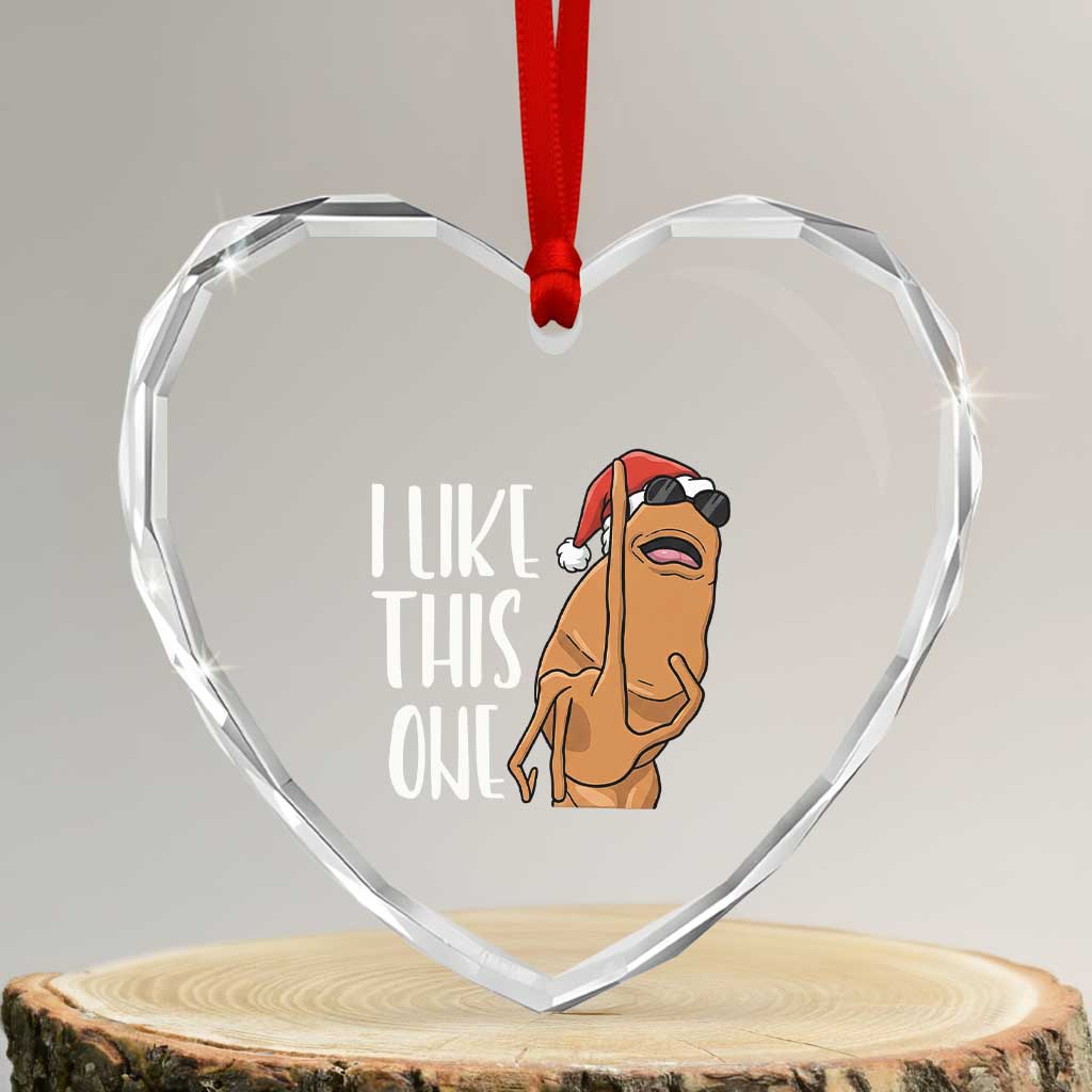 Marcus The Worm Christmas Meme Heart Crystal Glass Ornament I Like This One TS14 Transparent Glass 3'' Heart Print Your Wear