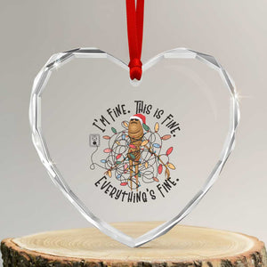 Marcus The Worm Christmas Meme Heart Crystal Glass Ornament I'm Fine Everything is Fine TS10 Transparent Glass 3'' Heart Print Your Wear