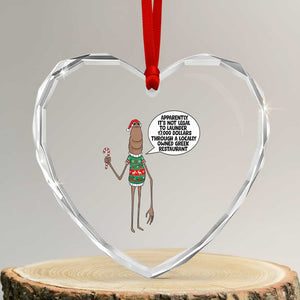 Marcus The Worm Christmas Meme Heart Crystal Glass Ornament Locally Owned Greek Restaurant TS14 Transparent Glass 3'' Heart Print Your Wear