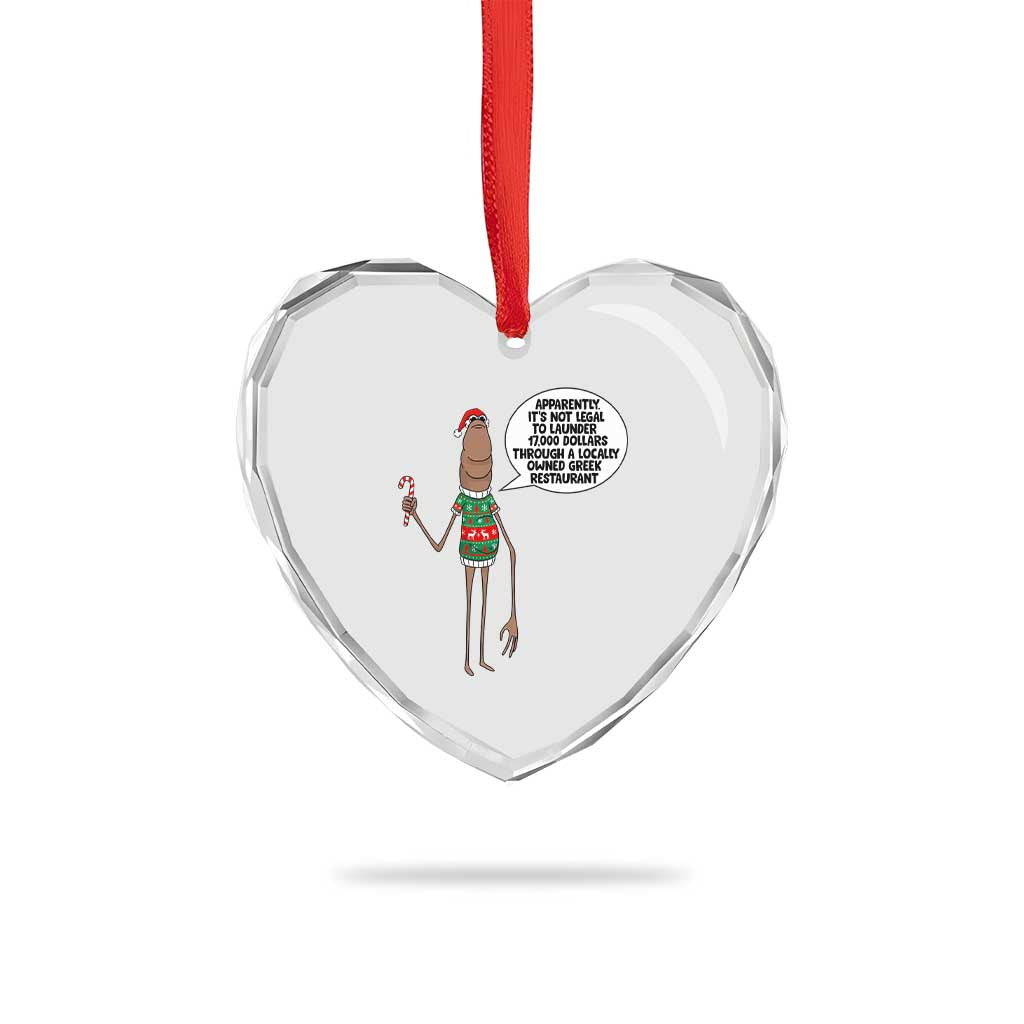 Marcus The Worm Christmas Meme Heart Crystal Glass Ornament Locally Owned Greek Restaurant TS14 Print Your Wear