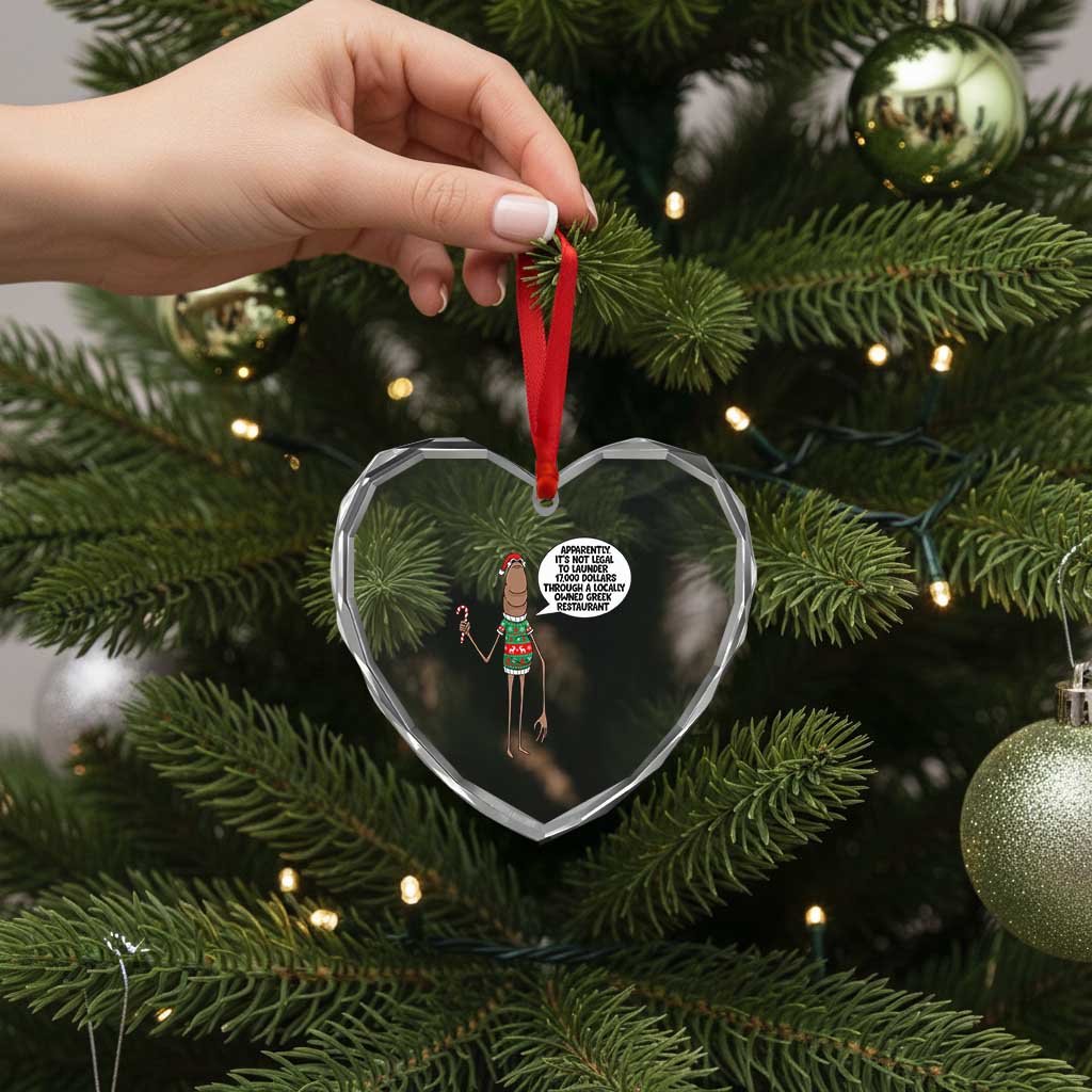 Marcus The Worm Christmas Meme Heart Crystal Glass Ornament Locally Owned Greek Restaurant TS14 Print Your Wear