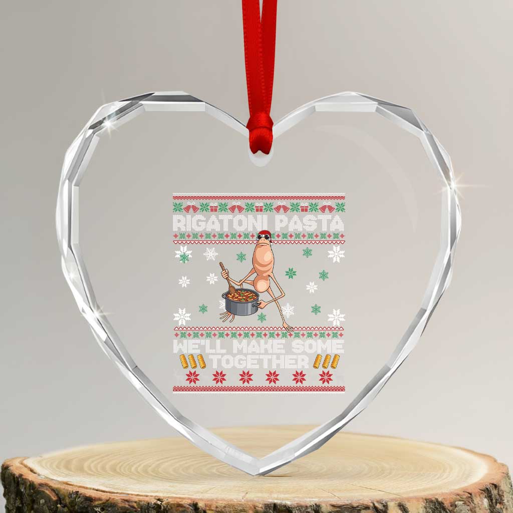 Marcus The Worm Christmas Meme Heart Crystal Glass Ornament Rigatoni Pasta We Will Make Some Together TS14 Transparent Glass 3'' Heart Print Your Wear