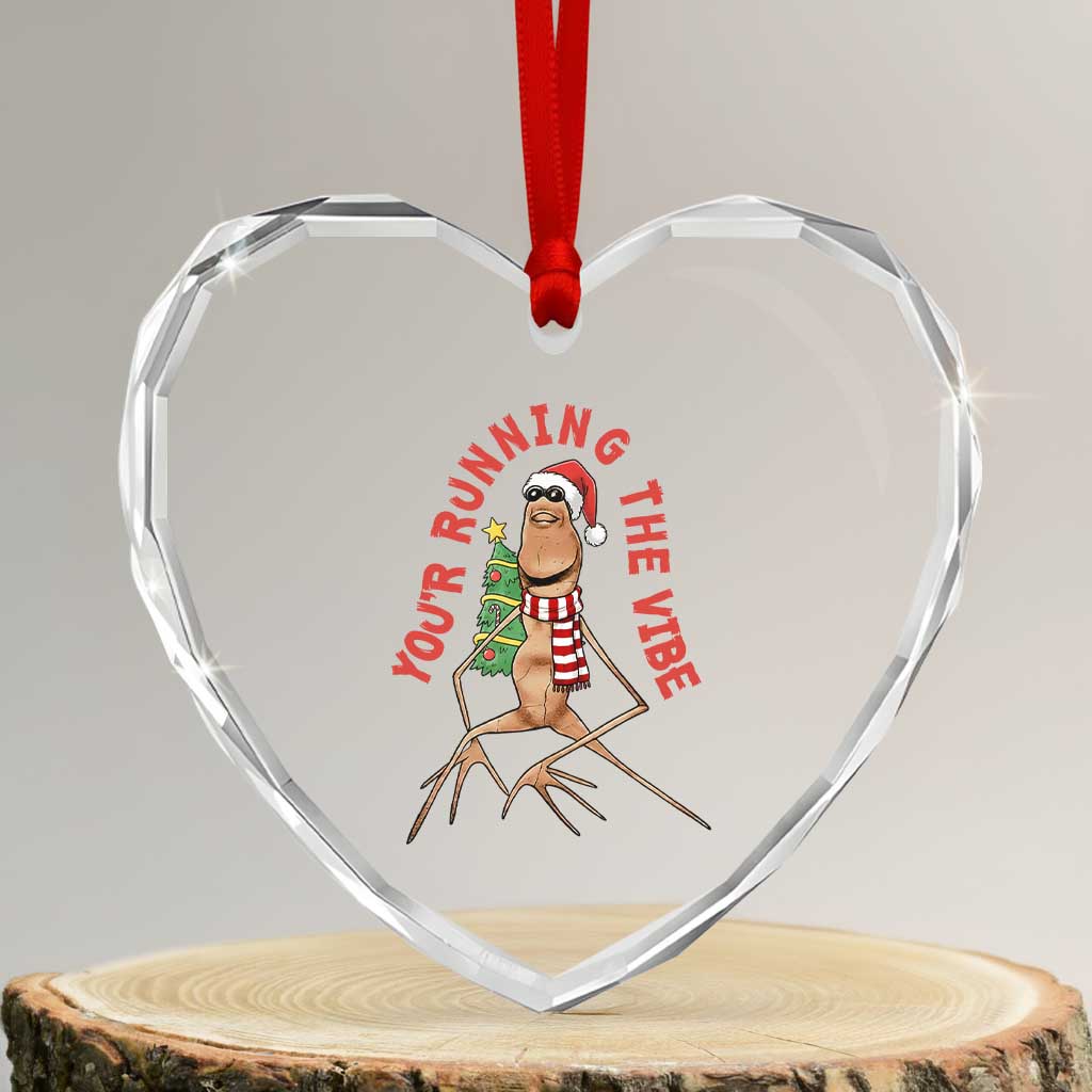 Marcus The Worm Christmas Meme Heart Crystal Glass Ornament You Are Running The Vibe TS14 Transparent Glass 3'' Heart Print Your Wear