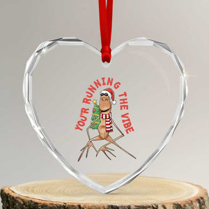 Marcus The Worm Christmas Meme Heart Crystal Glass Ornament You Are Running The Vibe TS14 Transparent Glass 3'' Heart Print Your Wear