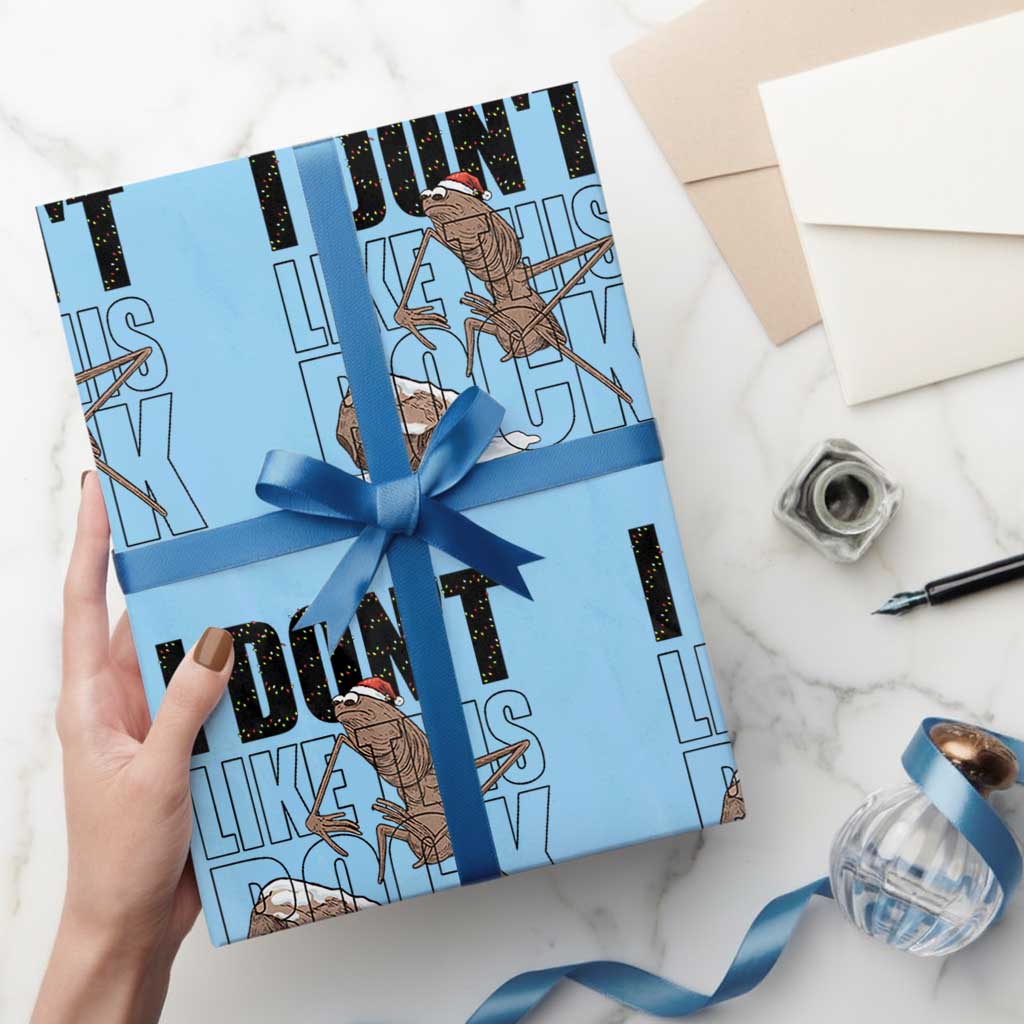Marcus The Worm Christmas Meme Wrapping Paper Roll I Do Not Like This Rock Xmas TS14 Light Blue Print Your Wear