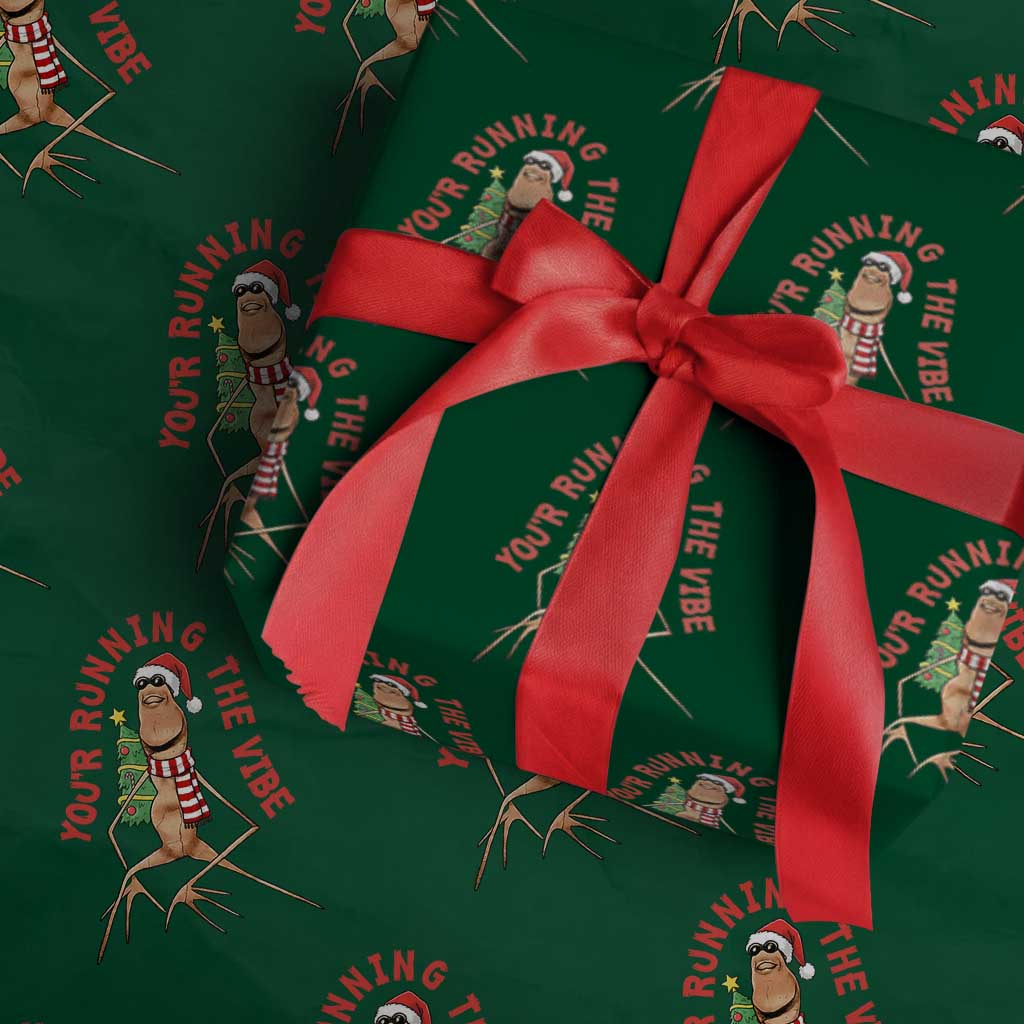 Marcus The Worm Christmas Meme Wrapping Paper Roll You Are Running The Vibe TS14 Green Print Your Wear
