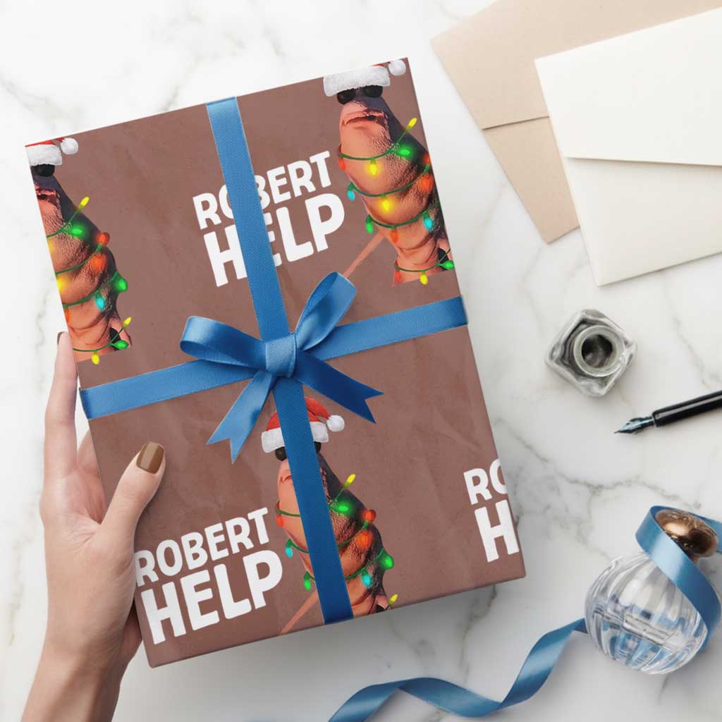 Marcus The Worm Christmas Wrapping Paper Roll Robert Help Internet Weirdcore Brainrot Humor TS10 Mocha Print Your Wear