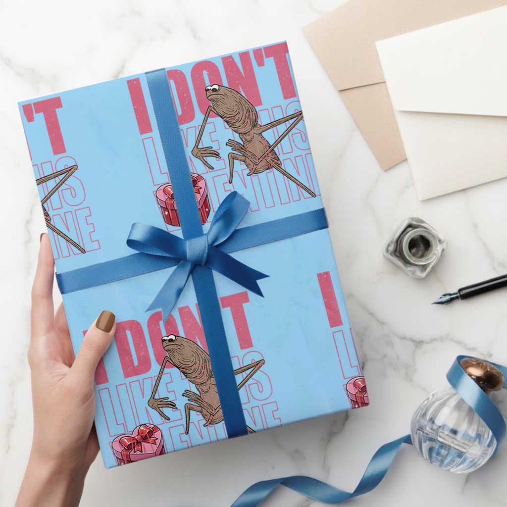 Marcus The Worm Funny Valentine Meme Wrapping Paper Roll I Don't Like This Valentine TS14 Light Blue Print Your Wear