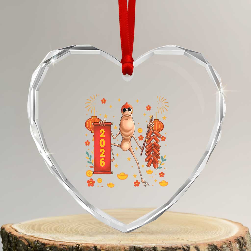 Marcus The Worm Lunar New Year Meme Heart Crystal Glass Ornament Trendy Gag Gift TS12 Transparent Glass 3'' Heart Print Your Wear
