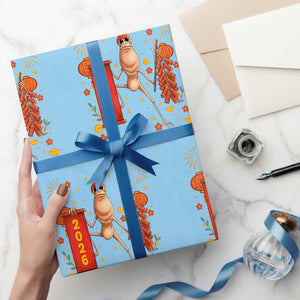 Marcus The Worm Lunar New Year Meme Wrapping Paper Roll Trendy Gag Gift TS12 Light Blue Print Your Wear