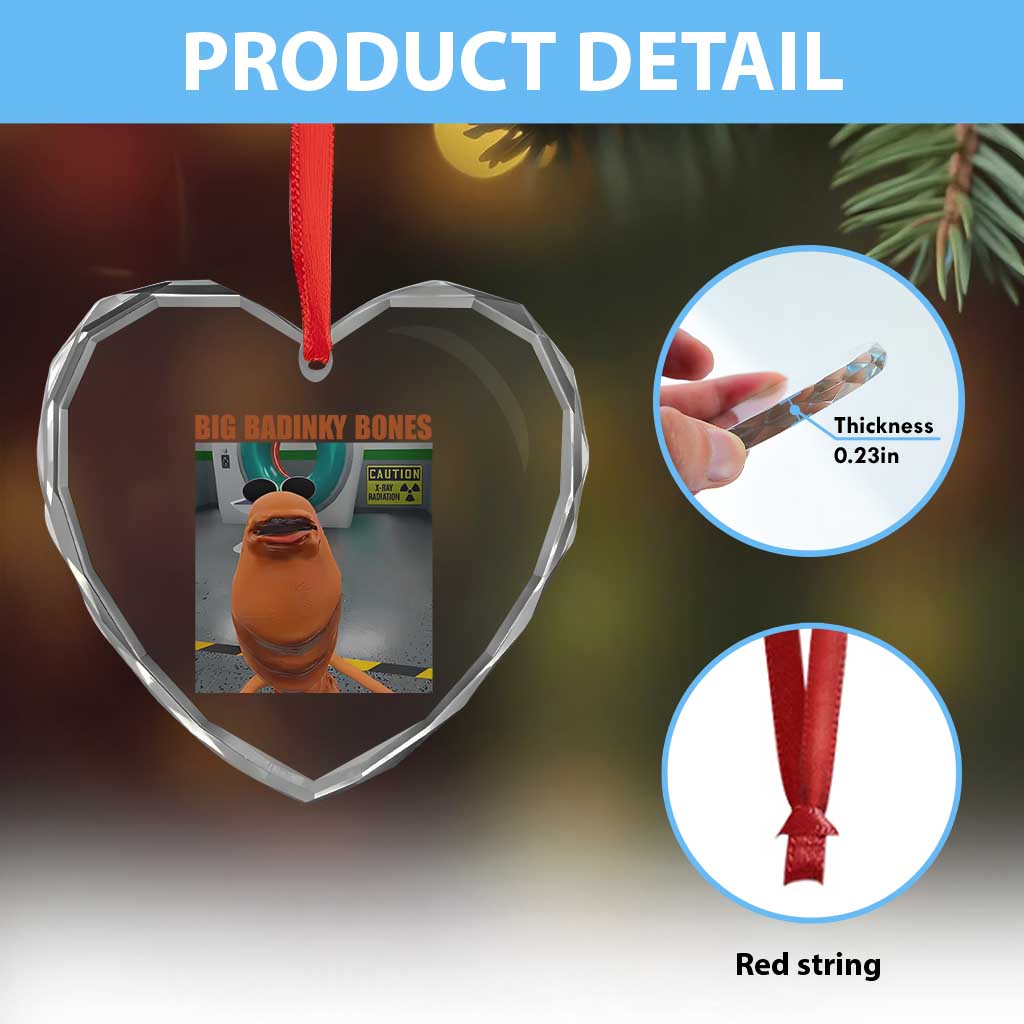 Marcus The Worm Meme Heart Crystal Glass Ornament Big Badinky Bones TS14 Print Your Wear
