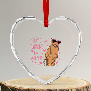 Marcus The Worm Meme Heart Crystal Glass Ornament Funny Anti Valentines Day TS14 Transparent Glass 3'' Heart Print Your Wear