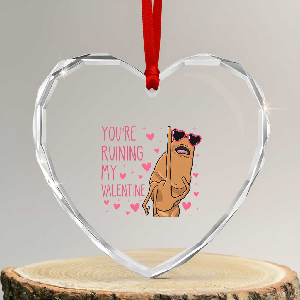Marcus The Worm Meme Heart Crystal Glass Ornament Funny Anti Valentines Day TS14 Transparent Glass 3'' Heart Print Your Wear
