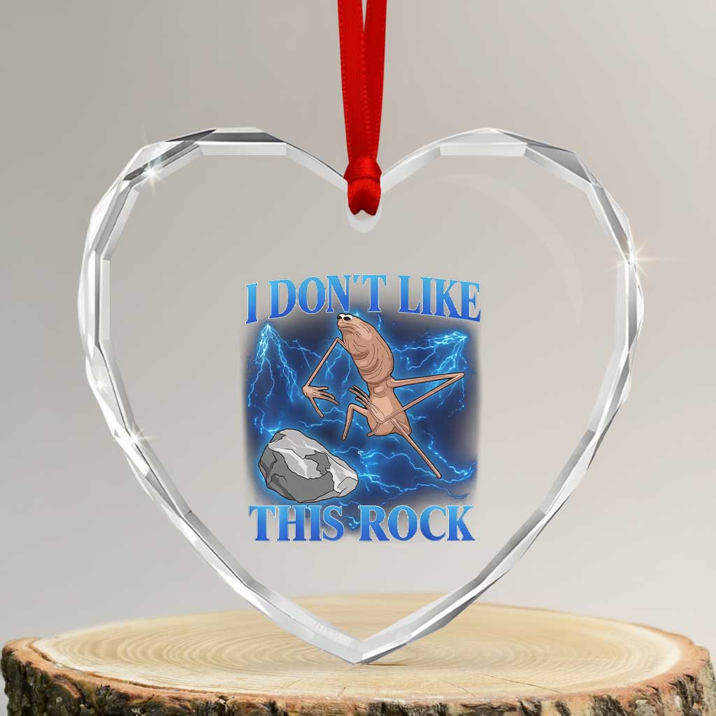 Marcus The Worm Meme Heart Crystal Glass Ornament I Don't Like This Rock Bootleg TS10 Transparent Glass 3'' Heart Print Your Wear