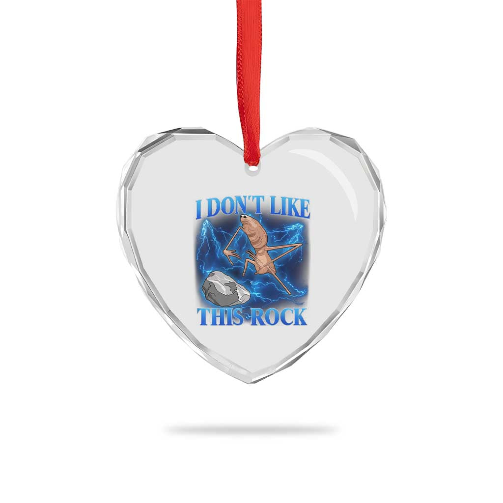 Marcus The Worm Meme Heart Crystal Glass Ornament I Don't Like This Rock Bootleg TS10 Print Your Wear