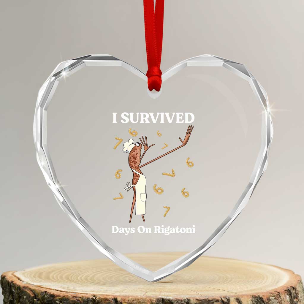 Marcus The Worm Meme Heart Crystal Glass Ornament I Survived 67 Days On Rigatoni TS14 Transparent Glass 3'' Heart Print Your Wear