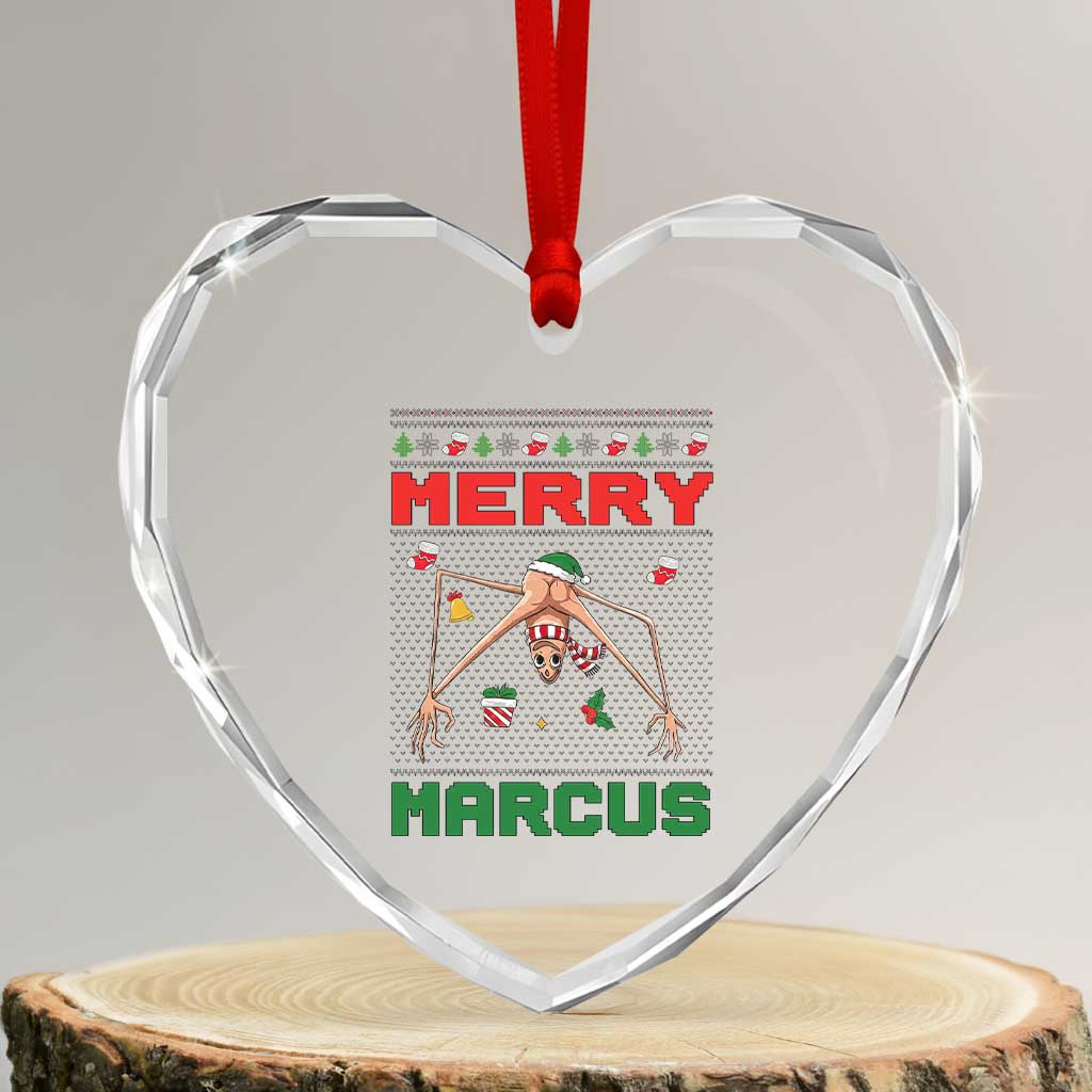 Marcus The Worm Meme Merry Marcus Heart Crystal Glass Ornament Funny Ugly Christmas Gift TS12 Transparent Glass 3'' Heart Print Your Wear