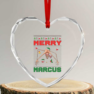 Marcus The Worm Meme Merry Marcus Heart Crystal Glass Ornament Funny Ugly Christmas Gift TS12 Transparent Glass 3'' Heart Print Your Wear