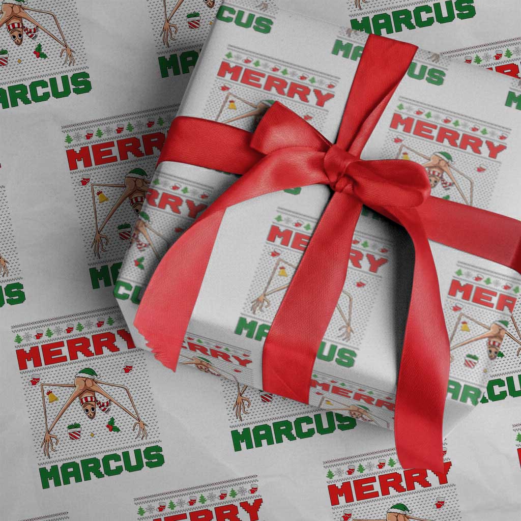 Marcus The Worm Meme Merry Marcus Wrapping Paper Roll Funny Ugly Christmas Gift TS12 White Print Your Wear