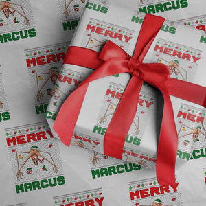 Marcus The Worm Meme Merry Marcus Wrapping Paper Roll Funny Ugly Christmas Gift TS12 White Print Your Wear