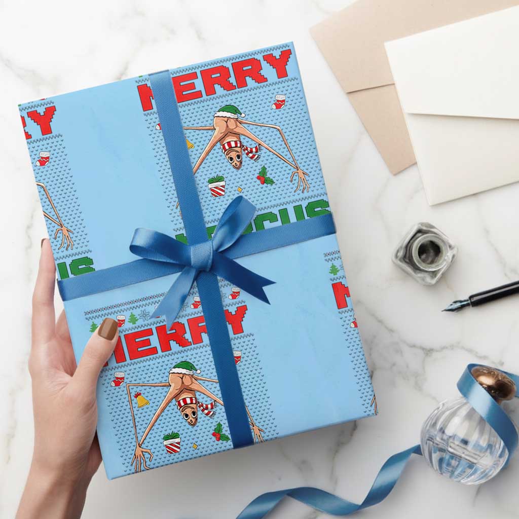 Marcus The Worm Meme Merry Marcus Wrapping Paper Roll Funny Ugly Christmas Gift TS12 Light Blue Print Your Wear
