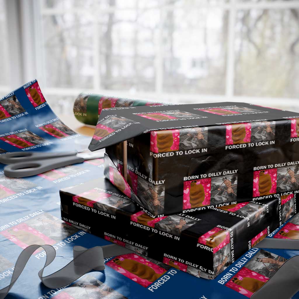 Marcus The Worm Meme Wrapping Paper Roll Born To Dilly Dally Forced To Lock In Funny Cute Brainrot TS10 Black Print Your Wear