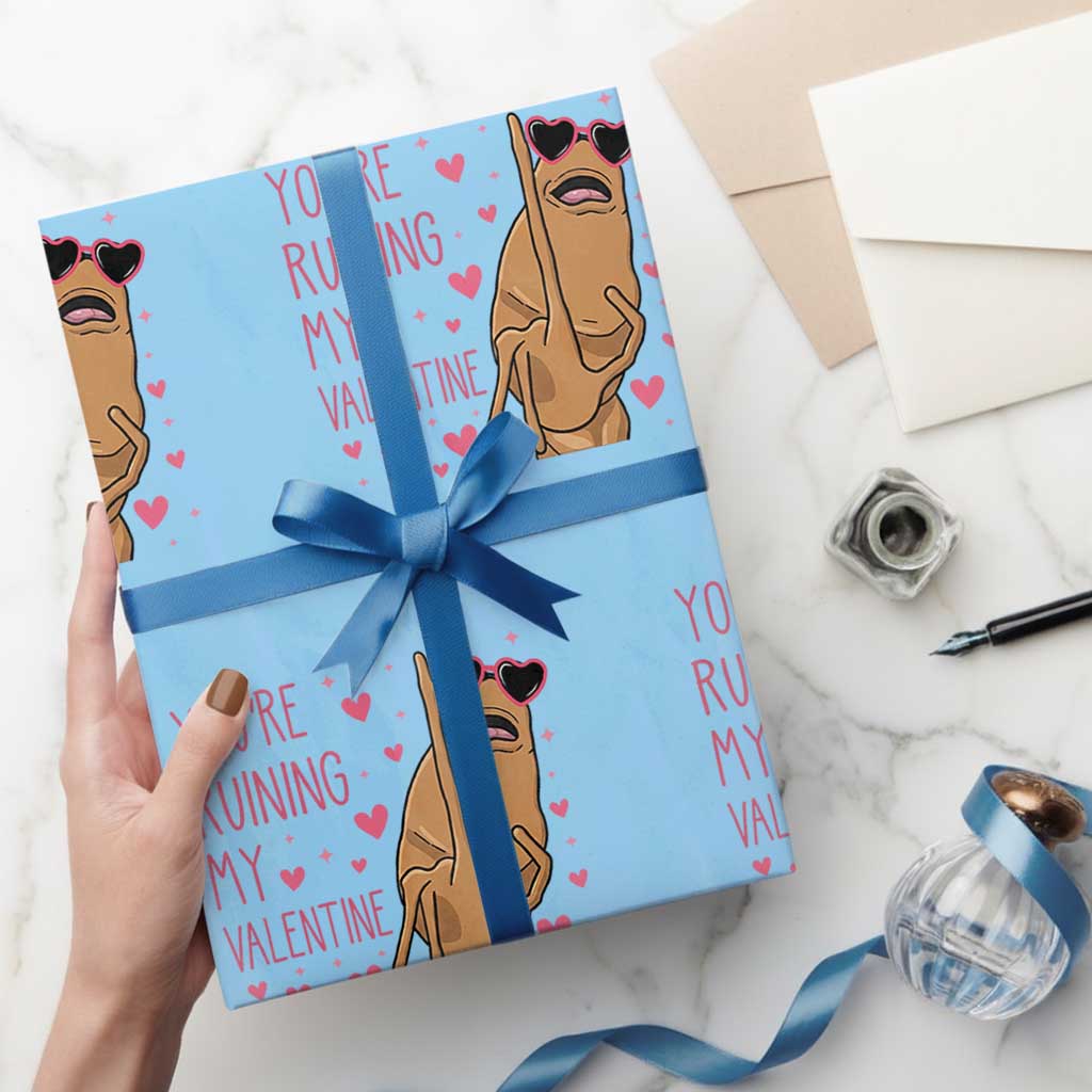 Marcus The Worm Meme Wrapping Paper Roll Funny Anti Valentines Day TS14 Light Blue Print Your Wear