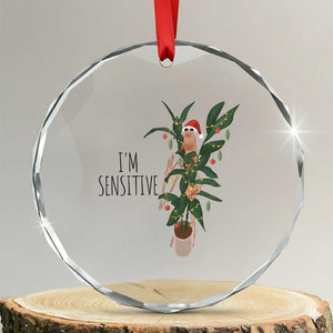 Marcus The Worm Christmas Meme Crystal Glass Ornament I Am Sensitive TS14 Transparent Glass 3'' Circle Print Your Wear