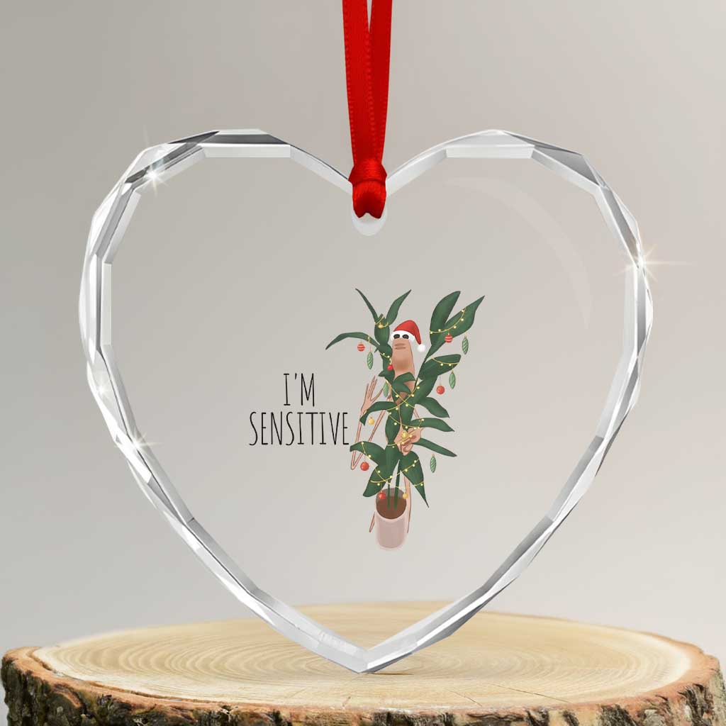 Marcus The Worm Christmas Meme Heart Crystal Glass Ornament I Am Sensitive TS14 Transparent Glass 3'' Heart Print Your Wear