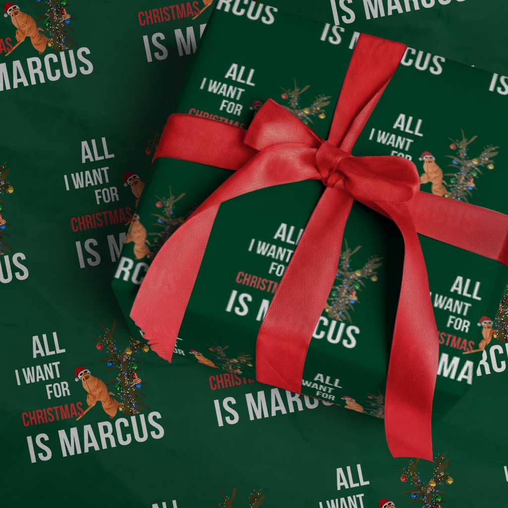 Marcus The Worm Robert Christmas Meme Wrapping Paper Roll All I Want For Xmas Is Marcus TS14 Green Print Your Wear