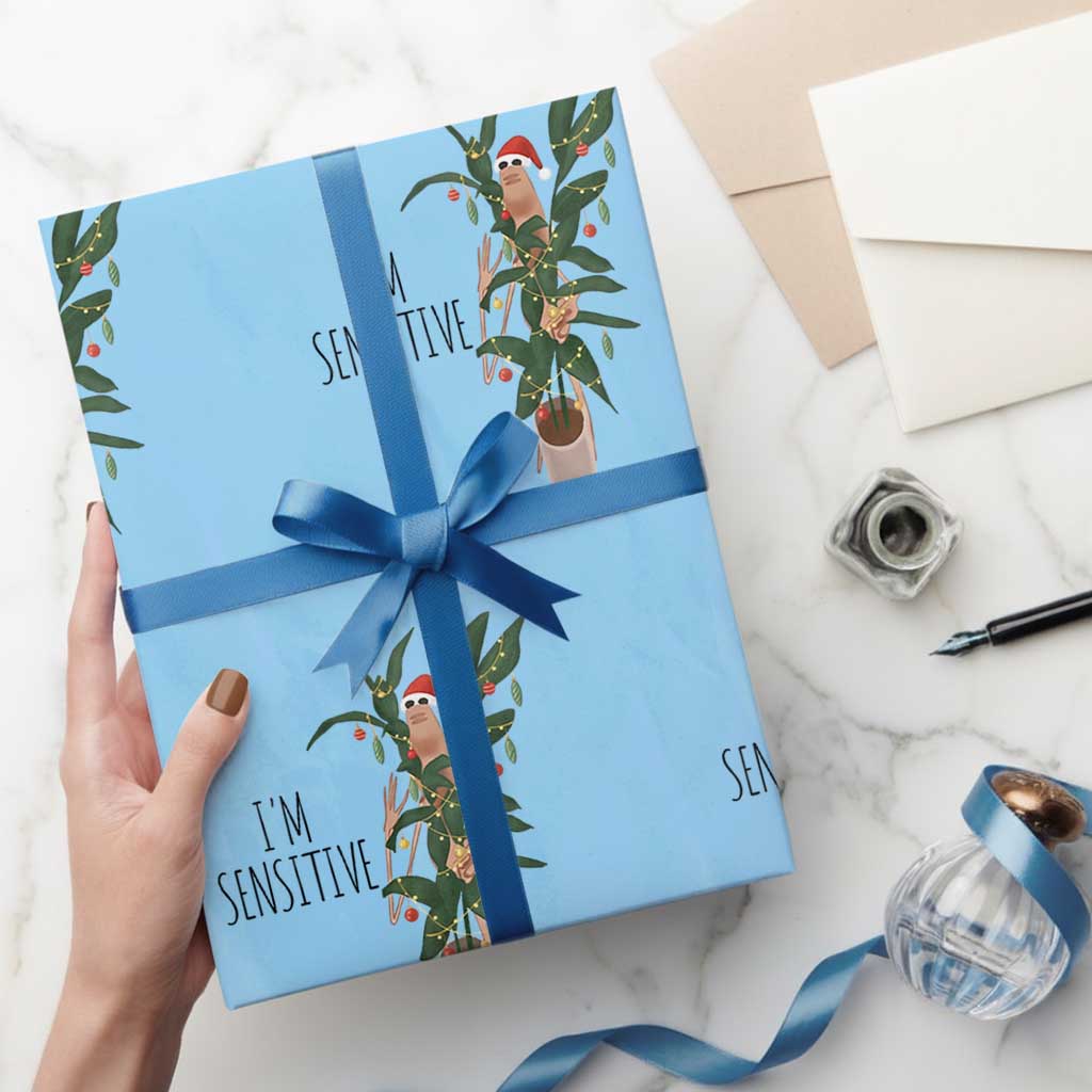 Marcus The Worm Christmas Meme Wrapping Paper Roll I Am Sensitive TS14 Light Blue Print Your Wear