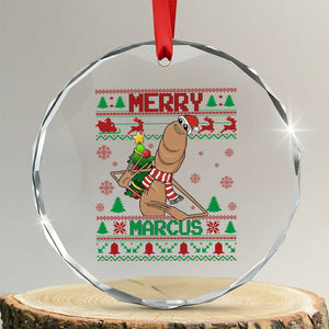 Marcus The Worm Christmas Meme Crystal Glass Ornament Funny Brain Rot Xmas TS14 Transparent Glass 3'' Circle Print Your Wear