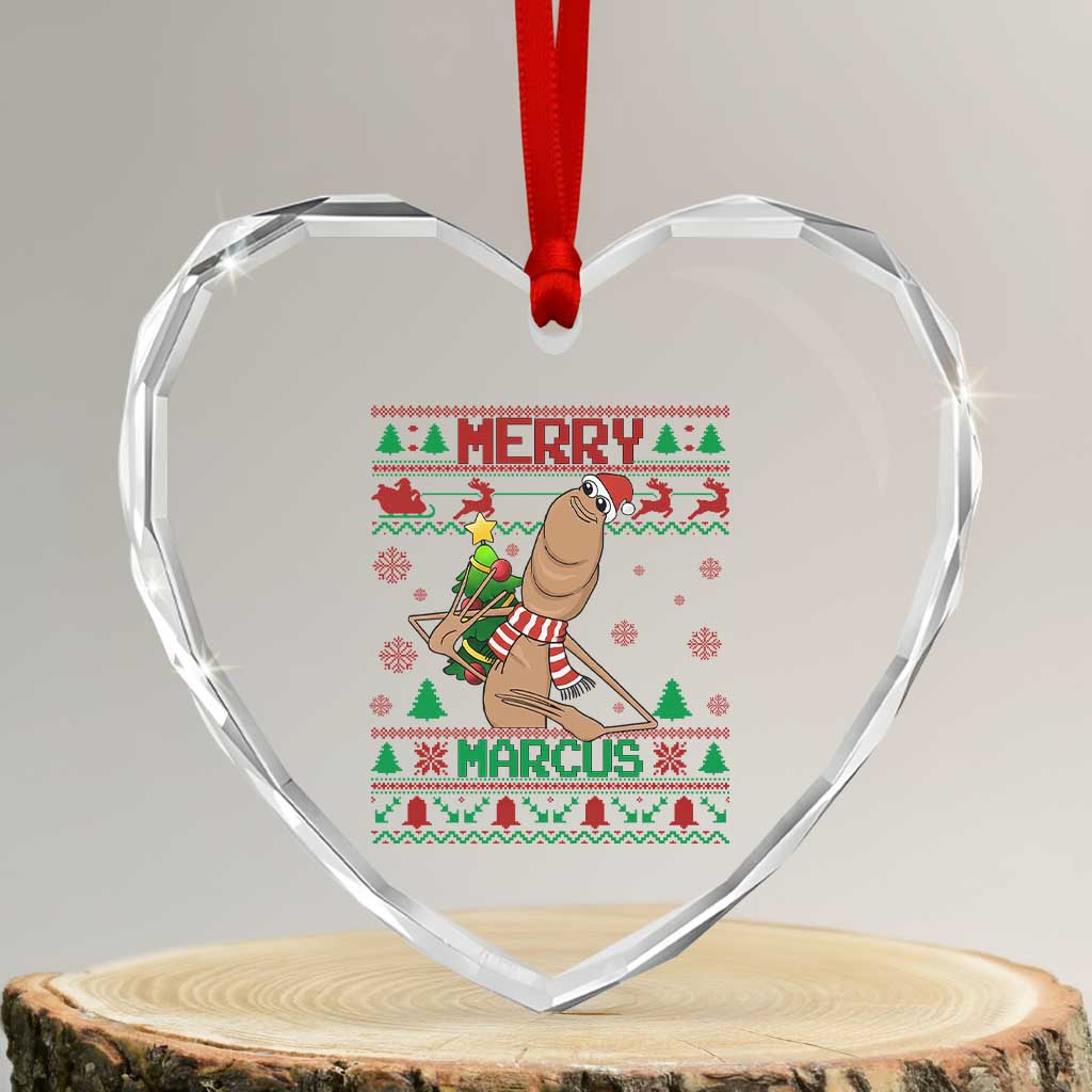 Marcus The Worm Christmas Meme Heart Crystal Glass Ornament Funny Brain Rot Xmas TS14 Transparent Glass 3'' Heart Print Your Wear