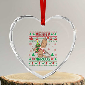 Marcus The Worm Christmas Meme Heart Crystal Glass Ornament Funny Brain Rot Xmas TS14 Transparent Glass 3'' Heart Print Your Wear