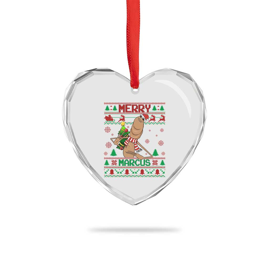 Marcus The Worm Christmas Meme Heart Crystal Glass Ornament Funny Brain Rot Xmas TS14 Print Your Wear