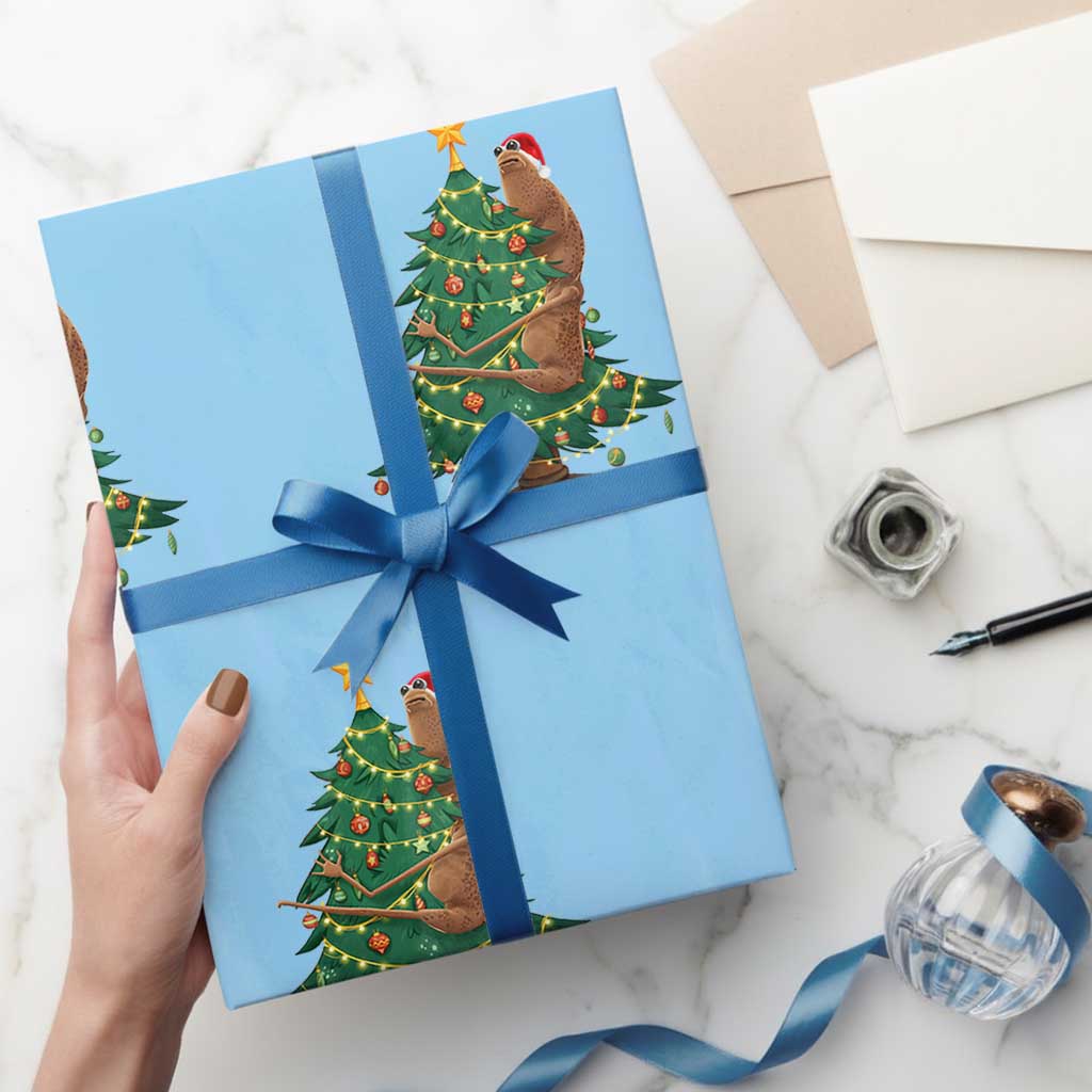 Marcus The Worm Meme Funny Christmas Wrapping Paper Roll TS14 Light Blue Print Your Wear