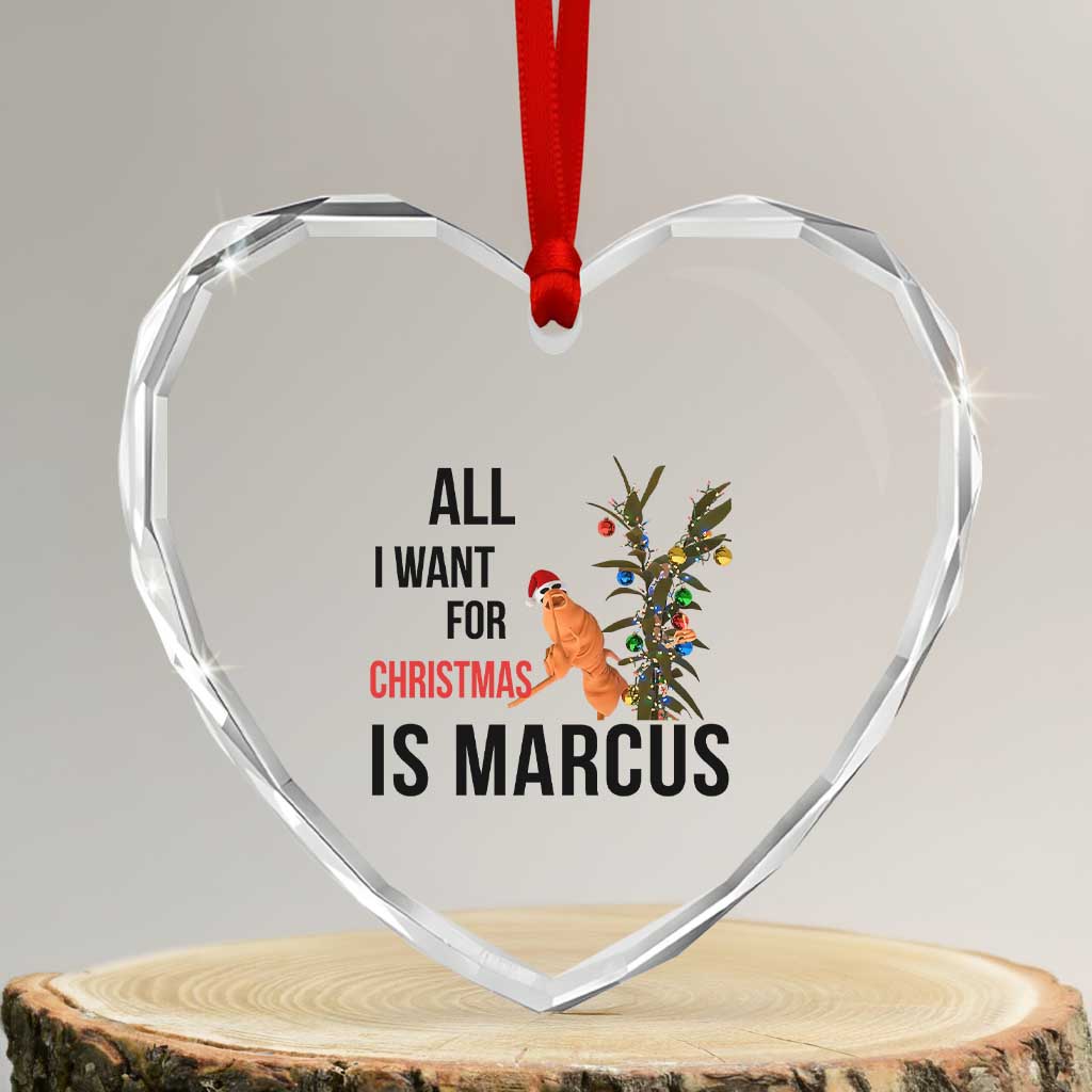 Marcus The Worm Robert Meme Heart Crystal Glass Ornament All I Want For Christmas Is Marcus TS14 Transparent Glass 3'' Heart Print Your Wear