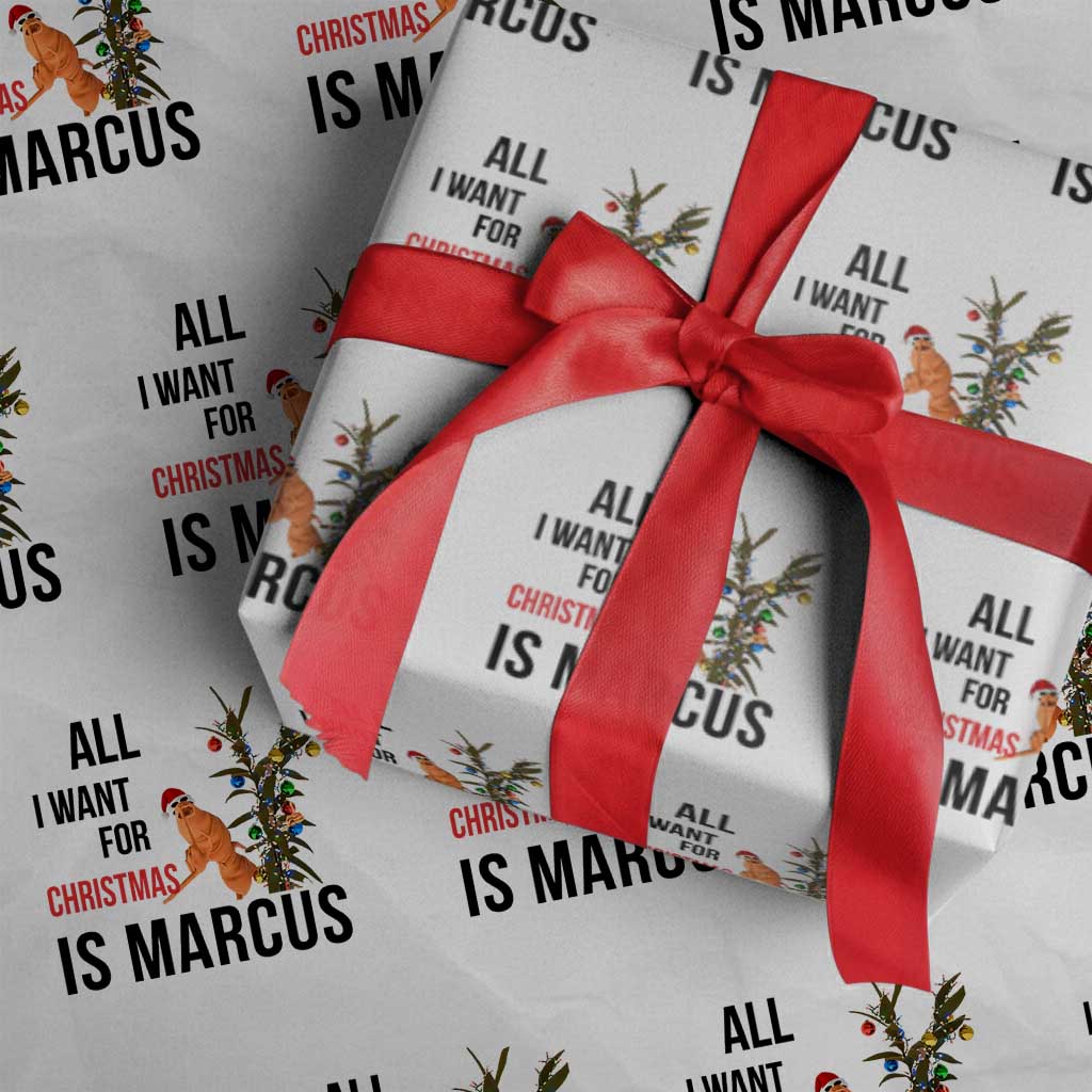Marcus The Worm Robert Meme Wrapping Paper Roll All I Want For Christmas Is Marcus TS14 White Print Your Wear