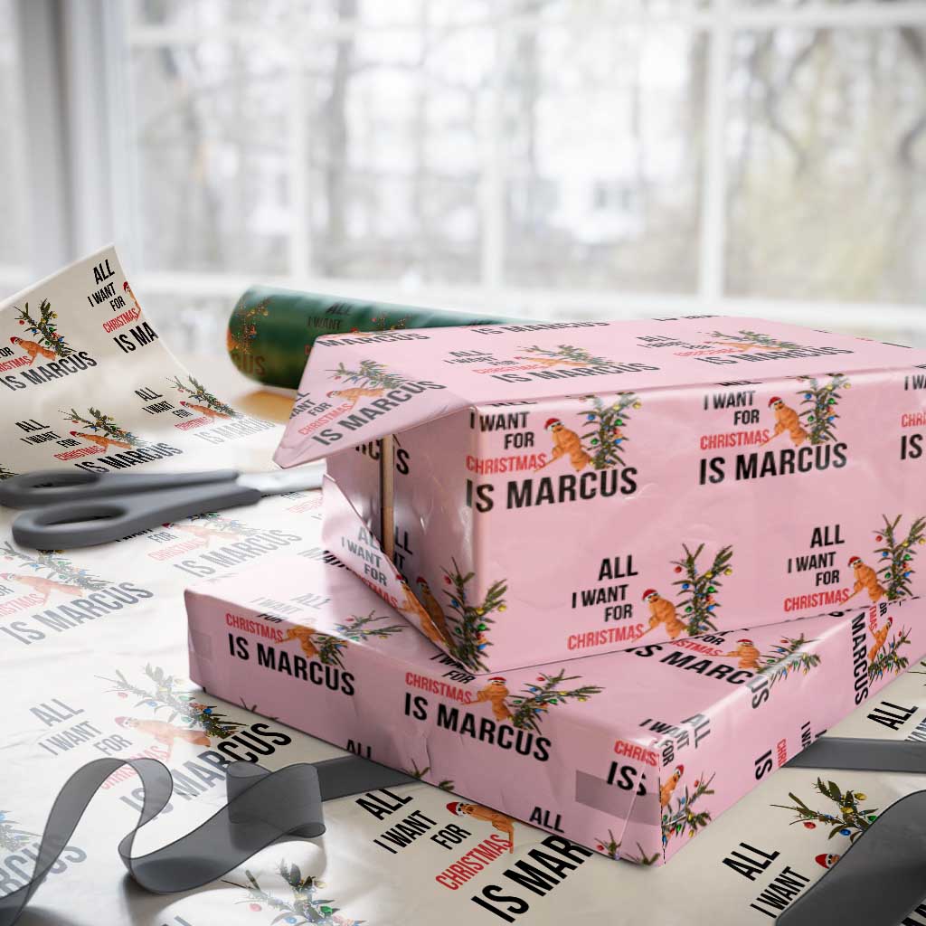 Marcus The Worm Robert Meme Wrapping Paper Roll All I Want For Christmas Is Marcus TS14 Light Pink Print Your Wear