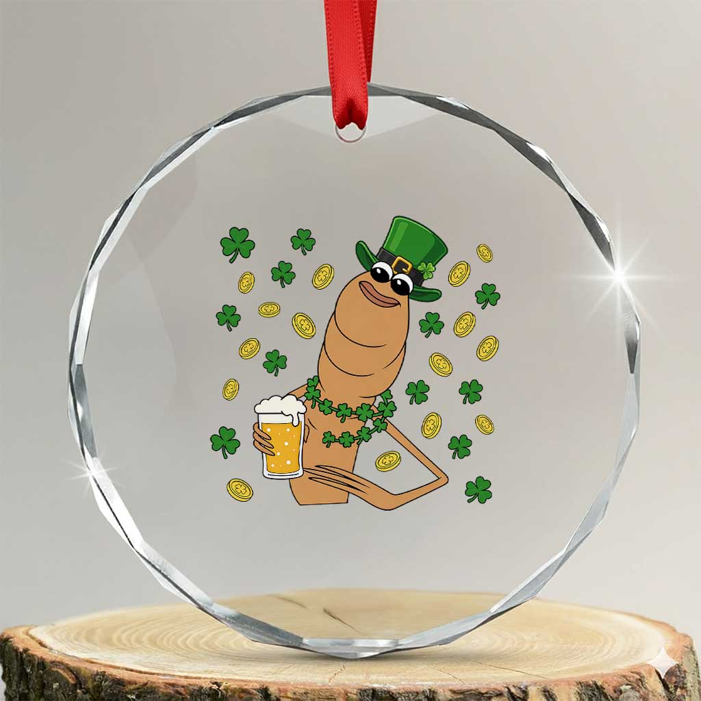 Marcus The Worm St Patricks Day Crystal Glass Ornament Funny Drinking Irish Beer Ireland TS14 Transparent Glass 3'' Circle Print Your Wear