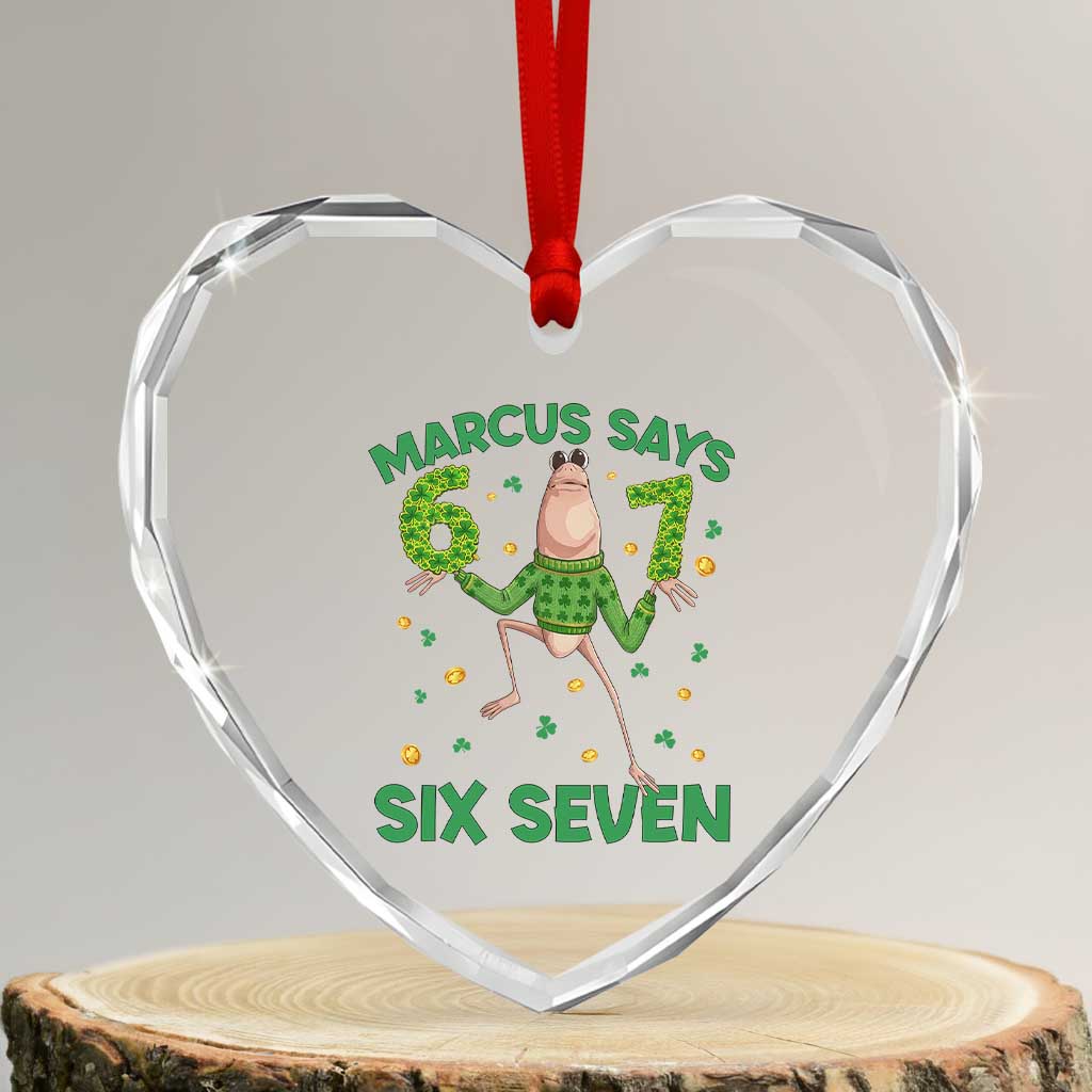 Marcus The Worm St Patricks Day Heart Crystal Glass Ornament Funny 67 Six Seven Hands Meme TS14 Transparent Glass 3'' Heart Print Your Wear